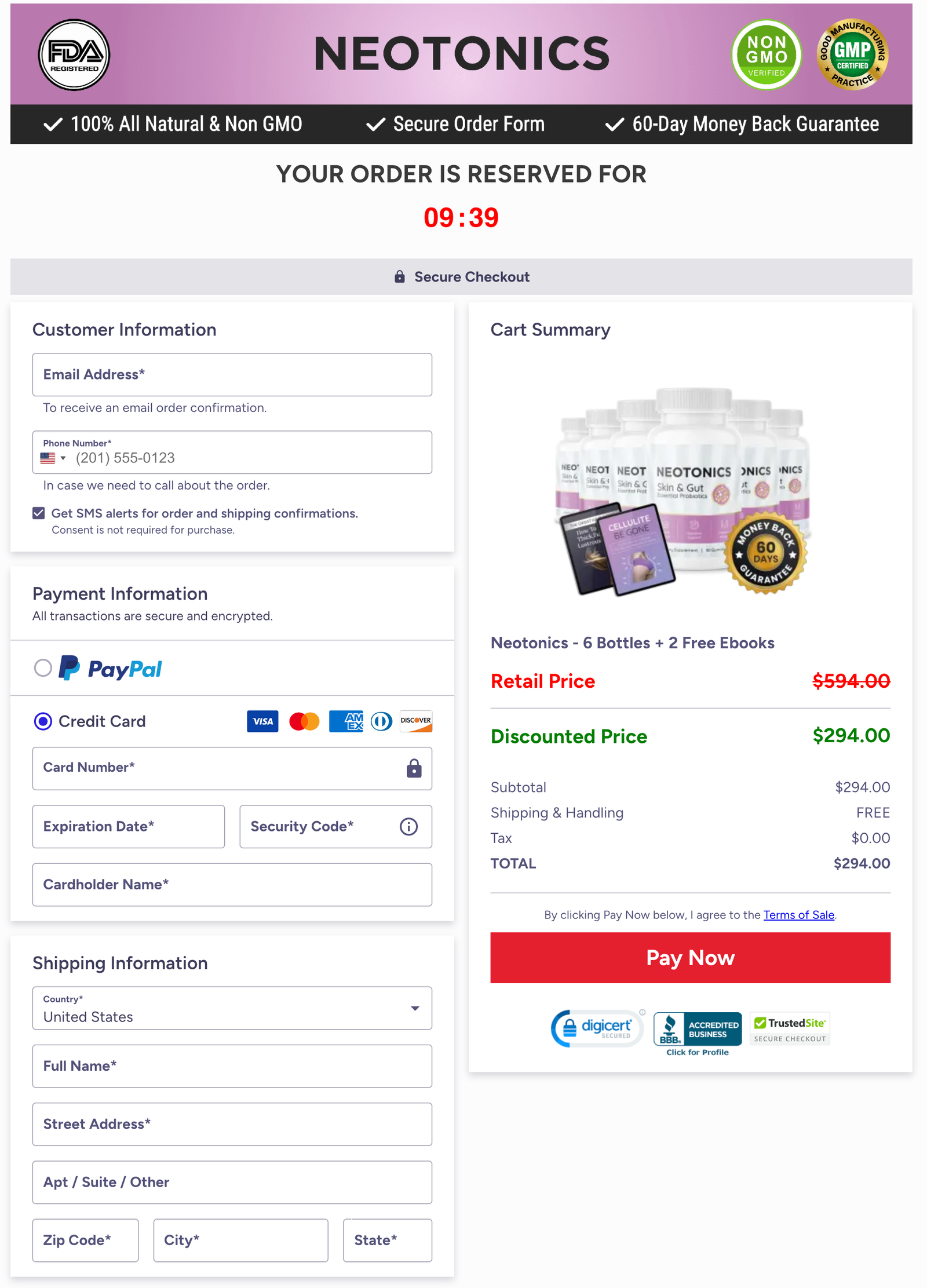 Neotonics Official Website Secure Order Page